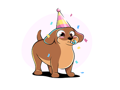 Dog, dachshund in a party cone hat. Character illustration animal cartoon character design character illustration comic confetti dachshund dog drawing illustration party