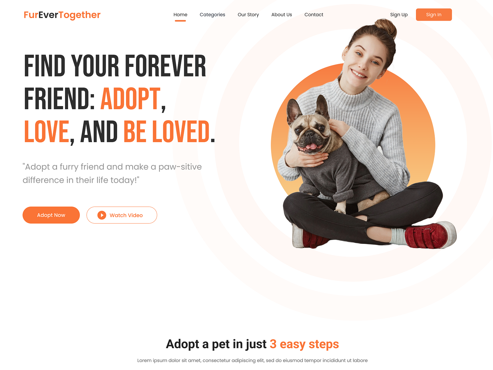 Pet Adoption site Landing Page by Amit Nair on Dribbble