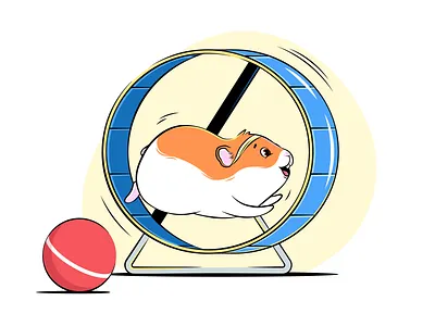 Hamster in a running wheel. Character illustration. animal cartoon character design character illustration comic drawing hamster illustration sport