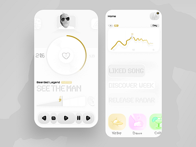 Home – Streaming App doodles style app apple music doodles figma gray kit like liked song mobile design morphism music player paly player soundcloud stats stream app streaming style white