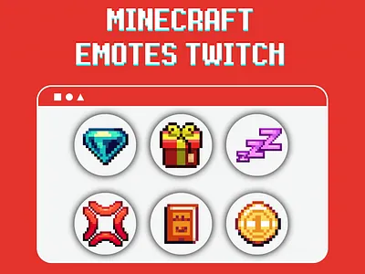 Twitch Emotes PixelArt Minecraft animation banner branding design emotes graphic design header illustration kick logo minecraft motion graphics pixelart twitch ui youtube