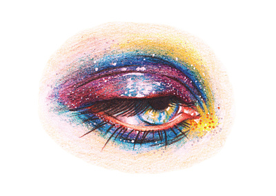 Makeup Eye Edited artwork bright colourful drawing expressive art eye eyeshadow glitter handmade illustration makeup mixed media moody pencil drawing pencil sketch realism shiny sparkle traditional art vibrant