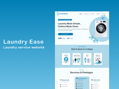 LaundryEase- Laundry website service content marketing convenient laundry dry cleaning laundry for businesses laundry service online business pickup and delivery responsive design ui frameworks user centered design visual design wash and fold web development website design