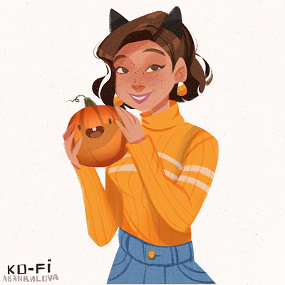 Halloween Pumpkin 2dart autumn cartoon digitalart ghost halloween illustration orange pumpkin witch