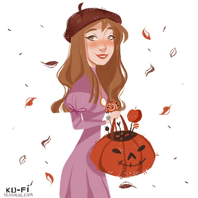 Halloween art cozyart cutewitch digitalart girl halloween potions pumpkin witchcraft witchtober