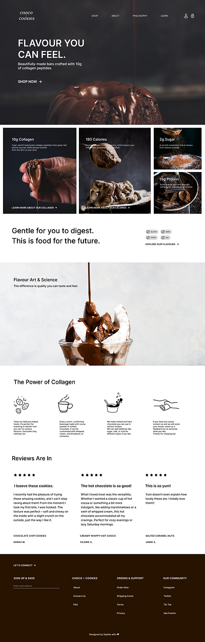 Landing Page design for Choco and cookies branding chocolate coffee design inspiration landing page ui ux