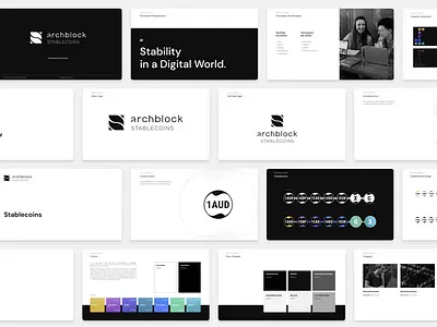 Brandbook - Archblock Stablecoins Logo animation blockchain brand brandbook branding coin coins crypto cryptocurrency design graphic design ideas inspiration logo stablecoins token ui ux