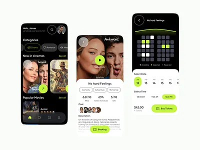 Cinema Booking Ticket Mobile App android application booking cinema concept design films ios media mobileapp motion movies netflix onlinecinema streaming ticket ui ux video