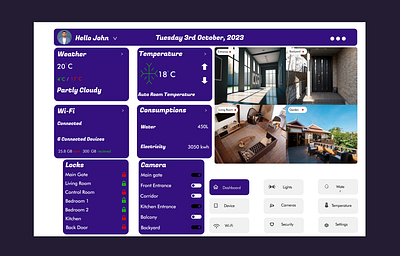 Home Monitoring dashboard app graphic design ui ux