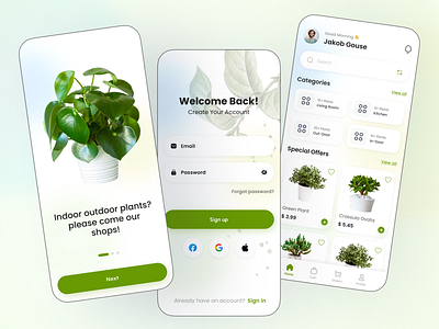 Plant App Design andriod app designer color figma figma design figma designer indoor intro ios log in out door plant plant app ui services sign in sign up ui uiux webapp welcome page