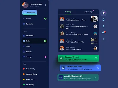 App Interface Design: Setting Design and UI/UX Tutorial app app notifications dark notifications navigation ui notification ux react dashboard react template side nav side navigation sidenav snackbar toast design toast ui ui kit