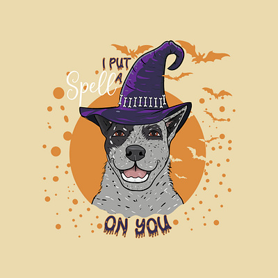 Magical Brewing🧉🧙‍♀️ animal art bat bone brewing cute design dog festive halloween hat illustration joy portrait scary spell spooky t shirt vector witch