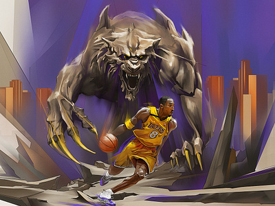 BLACK MAMBA X THE BEAST​​​​​​​ basketball digitalart illustration kobebryant lakers nba