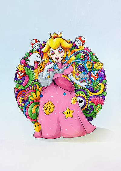 Peach Nintendo graphic design illustration tee tshirtdesing vector art