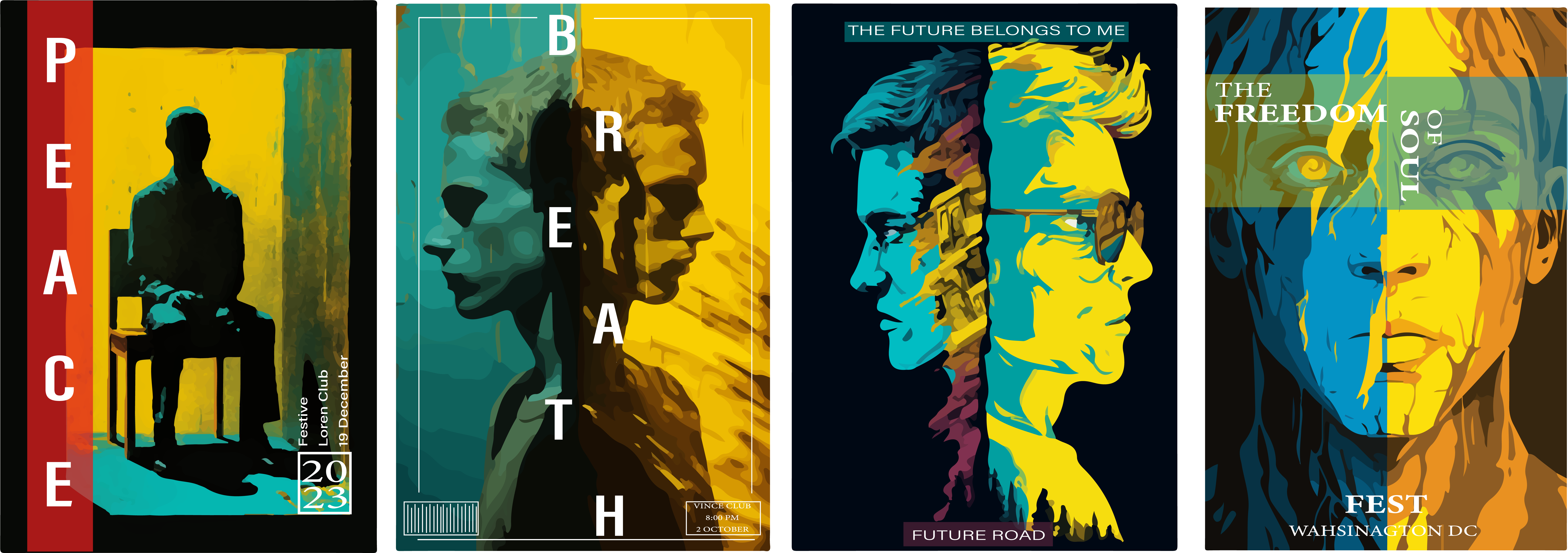 poster design collection. 2d 3d abstract adobe adobe illustrator art design festival flyer graphic design illustration invitation poster poster design typography vector web website