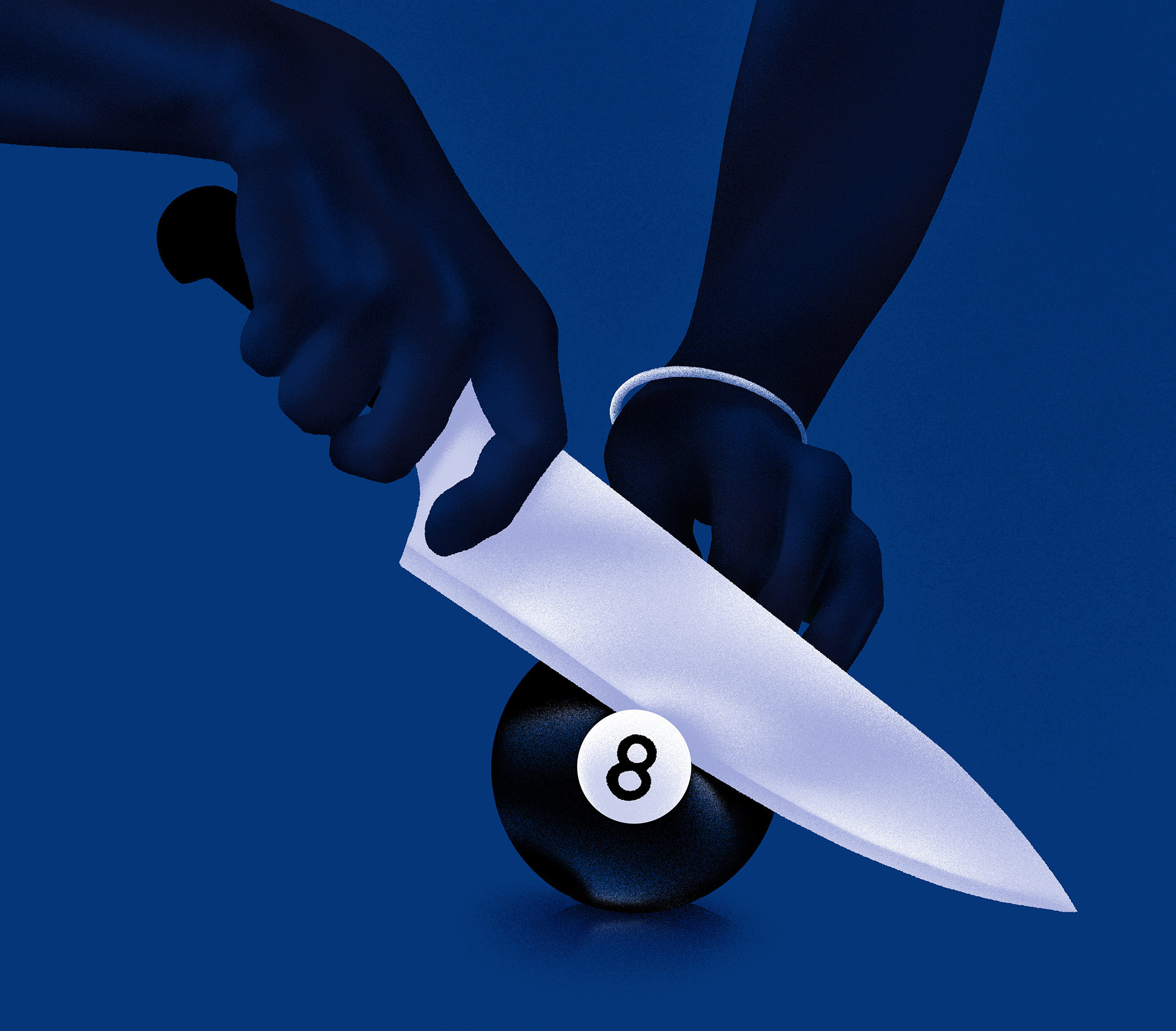 Good Luck ball cut dark digital drawing eightball grain graphic hands illustration knife luck lucky minimal shades sharp shine texture