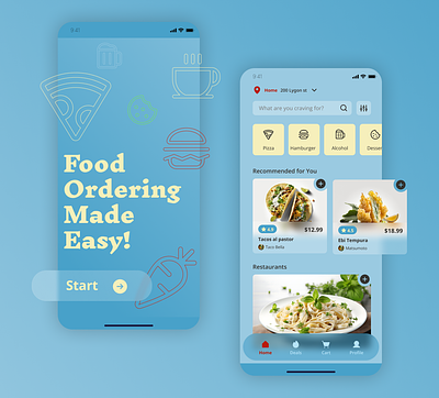 Food Delivery App blue delivery eat eats ecommerce food fooddelivery uber ui