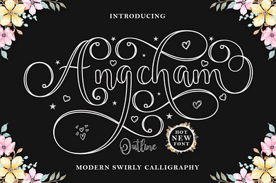Angcham Outline Font angcham outline font