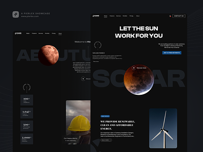Hians - Solar Energy Website UI dark theme hero renewable energy solar energy sun ui web design website website design