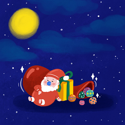 Baby Santa Sleeping art baby santa christmas color design digital art girlsart illustration procreate santa claus xmas