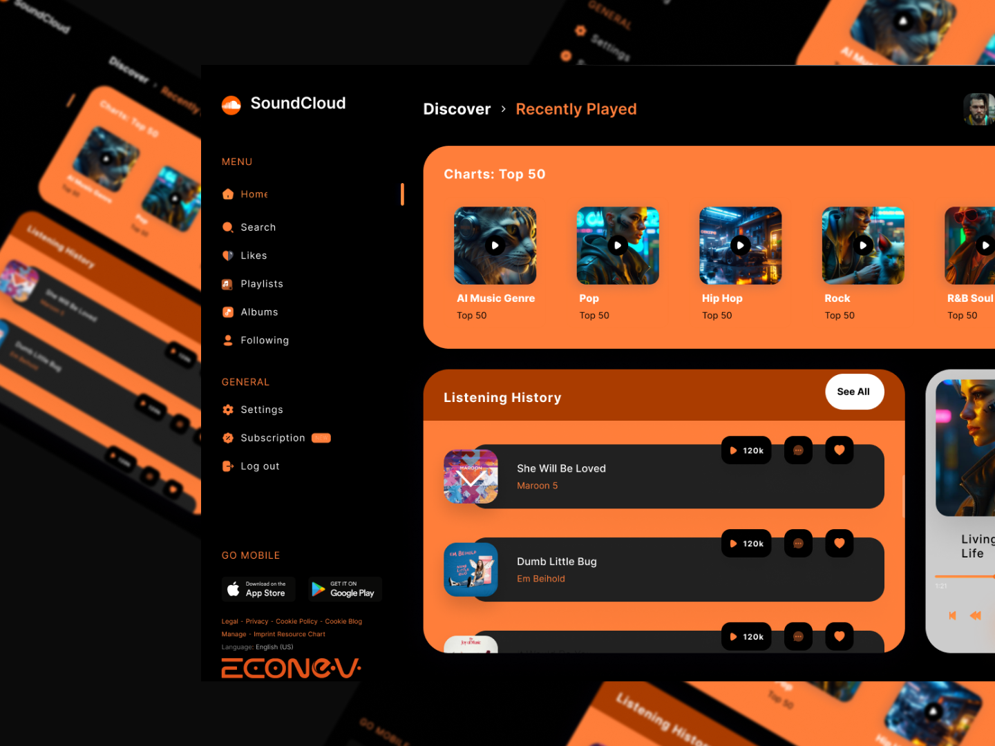 🎛️ Soundcloud Web UI by econev by Jack Conev on Dribbble