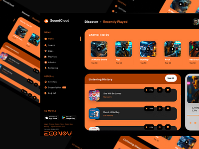 🎛️ Soundcloud Web UI by econev design econev redesign soundcloud ui ux