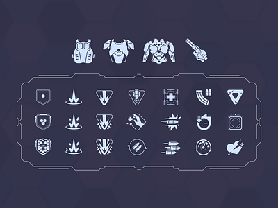 Abilities and Damages gaming graphic design hightech illustration minimal minimalist sci fi shooter ui vector