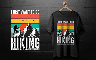 Hiking t-shirt Design 3d design black bulk clean clear custom custom design custom t shirt design graphic design hiking man hiking man vector hiking t shirt print design professional design t shirt t shirt design template vector white