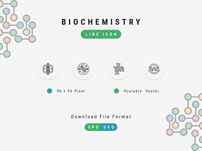 Biochemistry Icon Set, Line Icon Style 96 pixel icon biochemistry icon set editable icon icon pack icon set line icon pixel perfect icon thin line icon ui