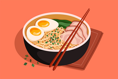 Ramen food illustration noodles ramen vector