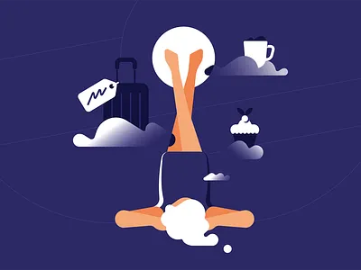 VNO VIP terminal | Everything Is Taken Care Of airport clouds coffee flat flatillustration girl illustratio illustration minimal negativespace sky suitcase sun vector