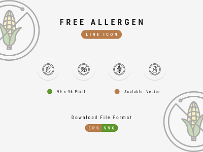 Free Allergen Icon Set, Line Icon Style 96 pixel icon allergen editable icon free icon icon pack icon set line icon pixel perfect icon thin line icon ui