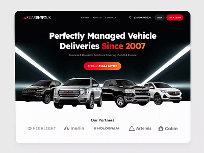 Car Shift UK - Vehicle Delivery Experts Website 2d animation logo motion graphics product design uxui web design website design