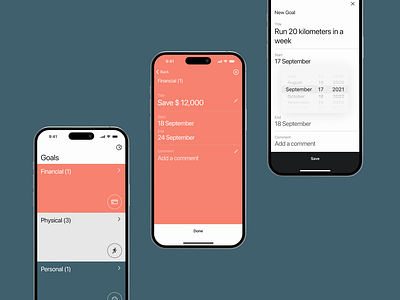 Goals app app design ios mobile app ui