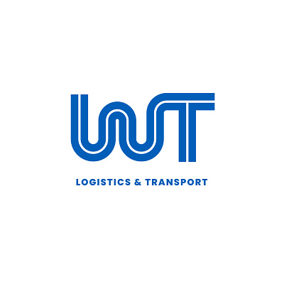 WT blue brand branding concept custom logo line logistics logo logo concept logo design minimal roads transport wt