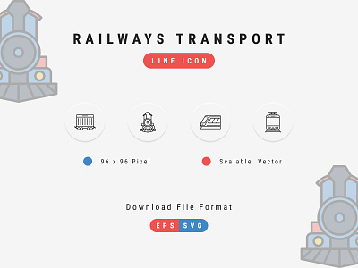 Railways Transport Icon Set, Line Icon Style editable icon icon icon pack icon set line icon pixel perfect icon railways thin line icon transport ui