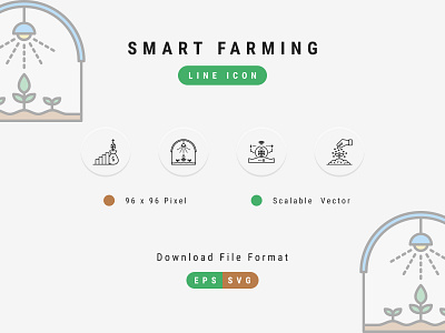 Smart Farming Icon Set, Line Icon Style 96 pixel icon editable icon farming icon icon pack icon set line icon pixel perfect icon smart thin line icon ui