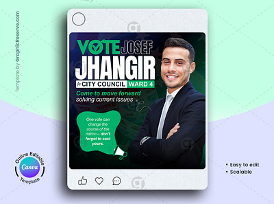 Election Vote Social Media Banner Canva Template canva social media banner canva social media banner design election social media post political political social media banner political social media post reelection social media banner