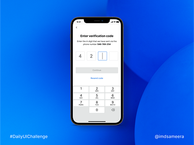 A code field screen to enter sign-in PIN app design authentication confirm ui code screen ui daily ui daily ui challenge mobile app design ui ui design ui design challenge uiux user experience user interface ux ux design verification ui