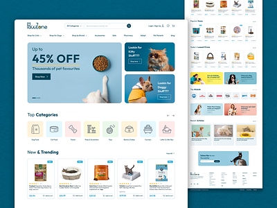 PawZone Home Page | Online Pet Store homepage landing page online pet store online petshop pets product design ui ui design user interface ux ux design web design