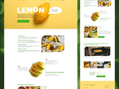 LEMON 🍋 landing design green landing lemon nature plant ui yellow