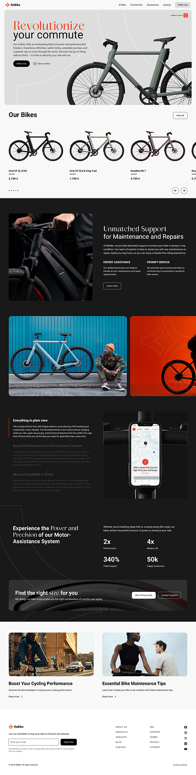 ReBike Website clean landingpage modern webdesign