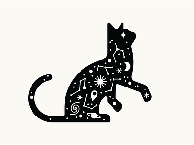 Cosmic Cat animal branding cat constillation cosmos graphic design icon identity illustration logo space star vancouver