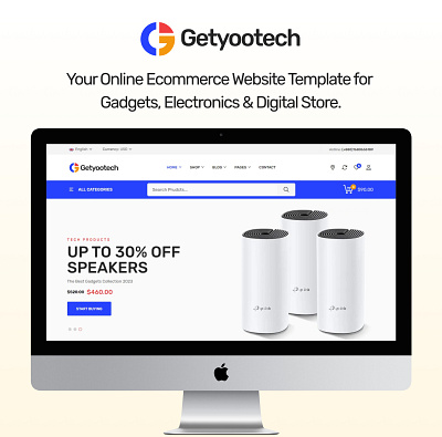 Getyootech - Electronics, Gadgets & Digital Store Site Template. accessories bootstrap computer ecommerce electronics fashion gadgets hosting marketplace retail shopping software tech technology