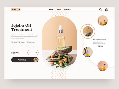 Beauty products feature beauty brown cart classy ecommerce feature hero landing page mobile neutral orange premium product product design responsive serif shop visual design web web design