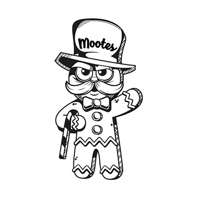 Gingerbread man line-art sticker for Mootes cartoon design graphic design illustration line art logo sticker design ui vector