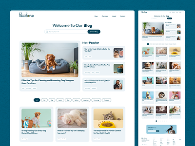 PawZone Blog blog design online pet shop pet blog pet store product design ui design user interface ux design web design