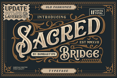 Sacred Bridge + Extras badge brewery display emblem old old fashioned opentype ornament retro sans signage victorian vintage