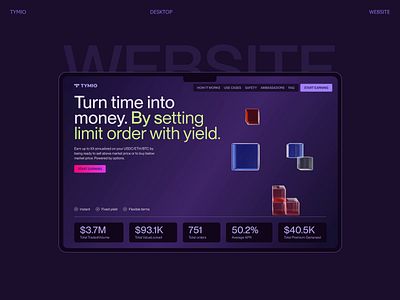 Tymio. Web design 3d animation branding crypto defi graphic design layout ui web webdesign