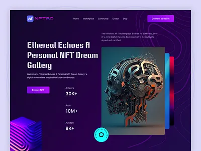 NFT's Marketplace Web Header blockchain branding crypto crypto currency dark design ethereum game website landing page logo nft nft market nft marketplace nft ui nft website nfts ui ux web design website